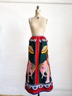 Rare Vintage 1970s Malcolm Starr Rizkallah Pink Elephant Circus Wool Maxi Skirt 