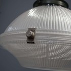 Vintage Industrial Antique Two Part Holophane Glass Pendant Light Lamp Ceiling