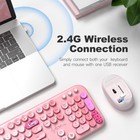 Pink Colorful Wireless Keyboard  Mouse  Typewriter Full Size  Num Pad  2-in-1