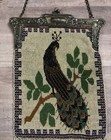 Beaded Peacock Purse - Antique Art Deco - Silver Toned Frame - C  1920 s   read 