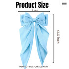 2pcs Big Hair Bow Clips For Women Girls     Light Blue Satin Ribbon Bow Barrettes
