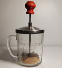 Vintage Mcm 1950s Hazel Atlas Androck Glass Wood Steel Food Nut Chopper 1 Cup