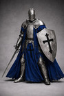 Medieval Knight Armor Suit     Templar Crusader Full Body Armor With Blue Cloak 