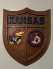 Rare Ku Jayhawk Wall Plaque Shield University Of Kansas Seal Wood Wooden