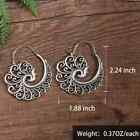 Unique Peacock Drop Earrings Vintage Metal Craftsman Carved  Boho Women