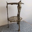 Vtg Plant Stand 2 Tier Brass Cherub Claw Feet Ornate Filigree Hollywood Regency