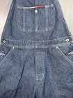 Rare Vintage Tommy Jeans Hilfiger Spell Out Straps Flag Denim Overalls 90s Sz 14