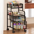 Rolling Cart With Drawers - Metal Utility Cart With Wood Shelf  Diy Divider A   