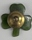 Vtg Clover U Of Notre Dame Nd Monogram Nephrite Jade Lapel Pin Fighting Irish