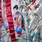 Japanese Geisha Kimono Robe Jacket Kyoto Womens L Red White Satin Made In Japan