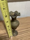 Vintage  Solid Brass Etched Floral Design Vase 6    Tall Made In India