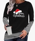 Juioste Women Large Striped Long Sleeve Crewneck Black T Shirt Tunic Top Blouse