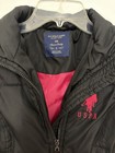 U s  Polo Assn  Boys S Black Puffer Jacket Full Zip Pockets Pink Lining Logo
