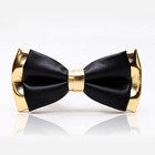 Black And Gold Bow Tie For Men  Double Layer Pu Leather Bow Tie  Silver Black   
