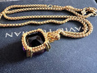 David Yurman3mm 18k Gold Chain Purple Diamond Pendant Necklace 50 5cm Length