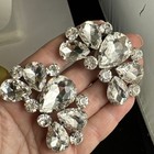 Vintage Silver Toned Crystal Shoe Clips Signed