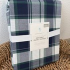 Pottery Barn Kids Reversible Plaid Organic Duvet Cover  Full queen   Blue green