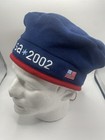 Vtg Winter Olympics Team Usa Beanie Beret Hat Navy Fleece Roots 2002 Salt Lake