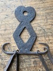 Heart  Antique 18th C Wrought Iron Fireplace Hearth Meat 4 Skewer   Hanger Set