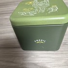 Fossil Green Metal Watch Storage Tin Box W  Insert Tray Cactus  rock It 