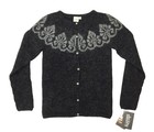 Nwt Alafoss Icelandic Hruni Black Gray Unspun Wool Hand Knit Cardigan Sweater S
