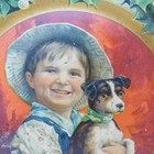 C  1900 Antique Christmas Tin Plate Advertising Boy With Dog C  D  Kenny Co 