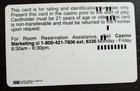 The New Frontier Casino Las Vegas Punch Card Slot Card