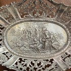 1 Antique German 800  Silver Pierced Oval Basket With Figural Scene Repousse
