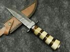 12 hunting Knife Hand Made Damascus Blade Camping Knife Bowie Knife W s _bl-4266