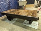 Rustic Brown Factory Cart Perfect As A Coffee Table - Vintage  Farmhouse Style
