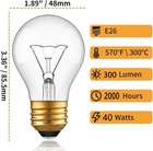 Appliance Light Bulb 40 Watt Oven Bulb  High Temp 300   c Clear Glass 