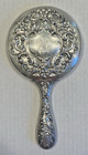 Monogramed Sterling Silver Art Nouveau Repousse Hand Held Mirror