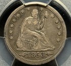 1853 Arrows   Rays Seated Liberty Quarter     Pcgs Vf25      Original Surfaces 