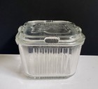 Federal Glass 4  X 4  Vintage Refrigerator Dish Embossed Vegetable Lid