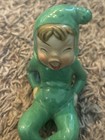 Vintage 1950 s Green Ceramic Impish Pixie Elf Figurine Japan