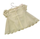 Vintage Baby Dress Easter Embroidered Teddy Bears Yellow Scalloped 2 Piece New
