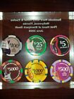 Seminole Hard Rock Casino Hollywood Set Of Chips In Acrylic Display  5- 5000