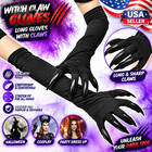 Punk Claw Gloves Long Nail Sleeves Elbow Length Halloween Costume Cosplay Gloves