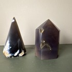 Polished Agate Quartz Geode Crystal Decorator Pieces Lot Of 2