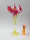 Antique Uranium Glass Vase Europe Vaseline Cranberry Floral 24 Cm Collectible