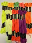 Coats   Clark Cotton Embroidery Floss Thread lot Of 24 Skeins neon Colors