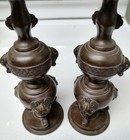 Pair Of Antique Meiji Bronze Candlestick 1870-1880 Very Rare Japanese