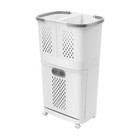 2 Tier Laundry Hamper Basket Sorter Clothes Storage Organizer Shelf Rolling Cart