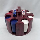 Vtg Hoyle Revolving Poker Chip Rack 200 Interlocking Chips Cards   Original Box