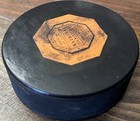 Vintage Double Sided Used Hockey Puck National League Nhl Tyer Art Ross 2226516