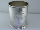 Early Coin Silver Mint Julep Cup Engine Turned Beaded Makers Mark Star C co Star
