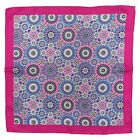 Jos A Bank Mens Silk Handkerchief Fuschia Medallion Print Pocket Square 13 5 
