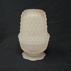 Vintage Indiana Glass Pink Satin Frosted Fairy Lamp Diamond Point Candle Holder