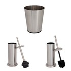 3 Piece Stainless Steel Bathroom Set Trash Can Toilet Brush Plunger Set New