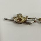 Vintage Victorian Sterling Pin Brooch Parasol And Hat Hat Has A Gold Wash 2 1 2 